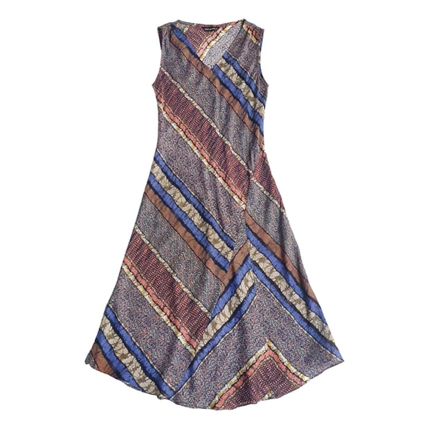 사선 절개 패턴 민소매 롱원피스