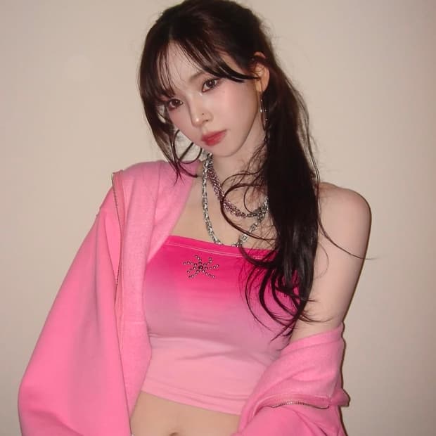 카리나착용 익스파이어드걸 EXPIRED GIRL 선셋 튜브탑 오렌지
