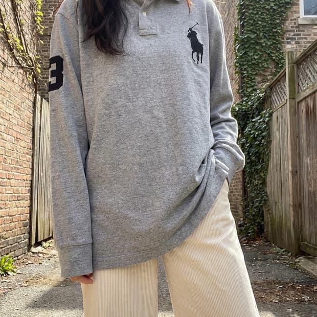 폴로 빅 포니 그레이 카라 롱슬리브