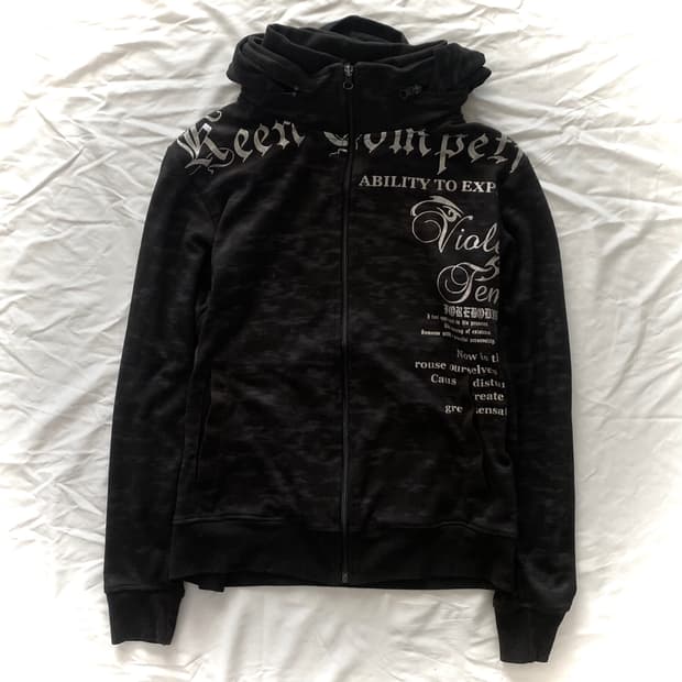 Y2K 레터링 펑크 후드 집업 