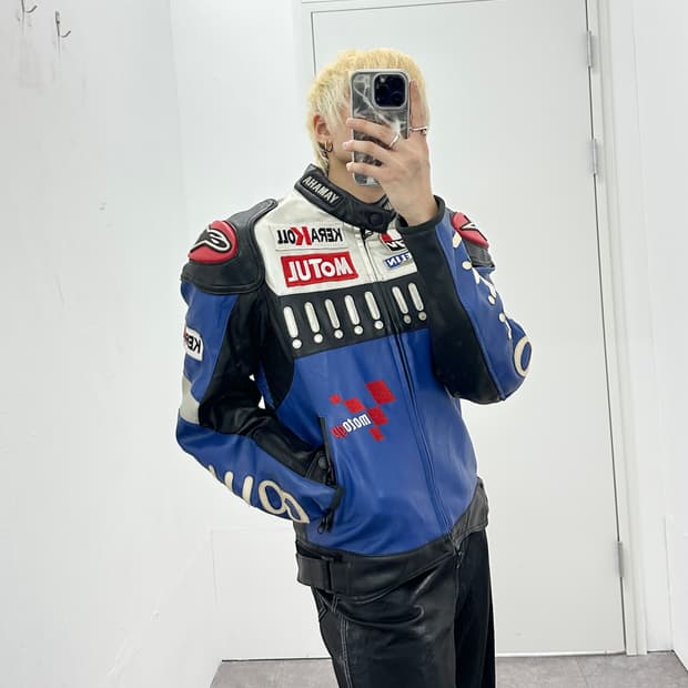 DUHAN motorsports leather lacing jacket