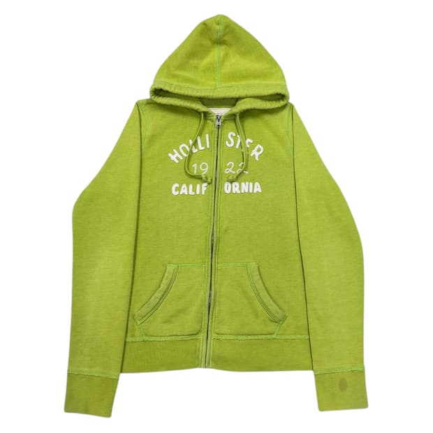 홀리스터 빈티지 Y2K 스펠로고 기모 라임 후드집업 자켓 L