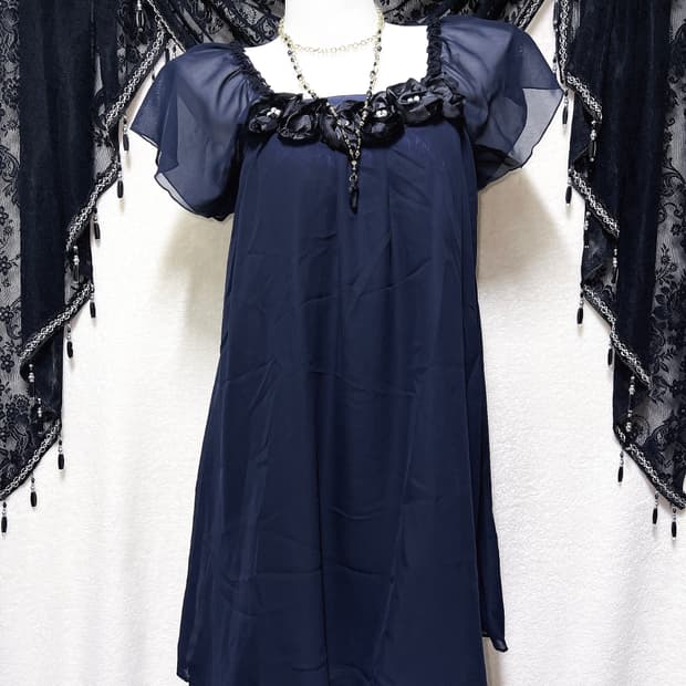 로맨틱고딕 고스로리 장미코사쥬 쉬폰드레스 원피스 로걀 갸루 히메 엔틱