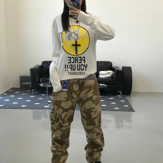 로어건즈 크로스건 큐빅 스마일 로고 롱슬리브