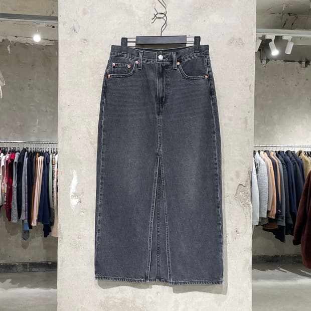 리바이스 흑청 빅E 인시전 데님 롱 스커트