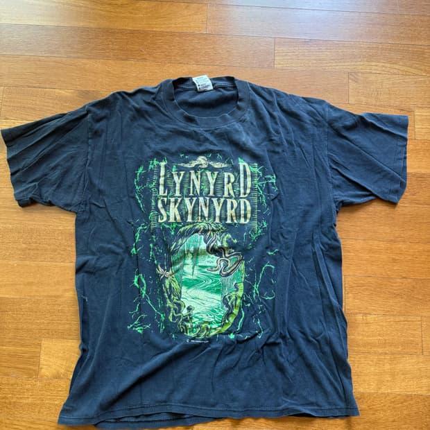 90s Lynyrd Skynyrd 밴드 티셔츠 블랙