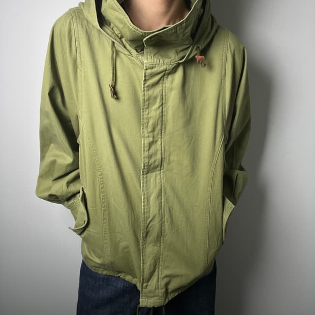n'or label 카키 하이넥 후드 야상 자켓