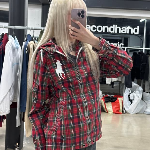 폴로 랄프로렌 빅포니 체크 후드 자켓 집업