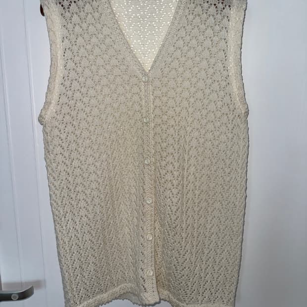 Ivory Pointelle Knit Vest