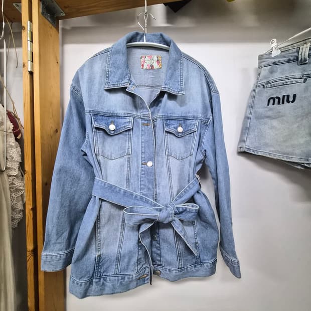씨위 벨티드 데님자켓