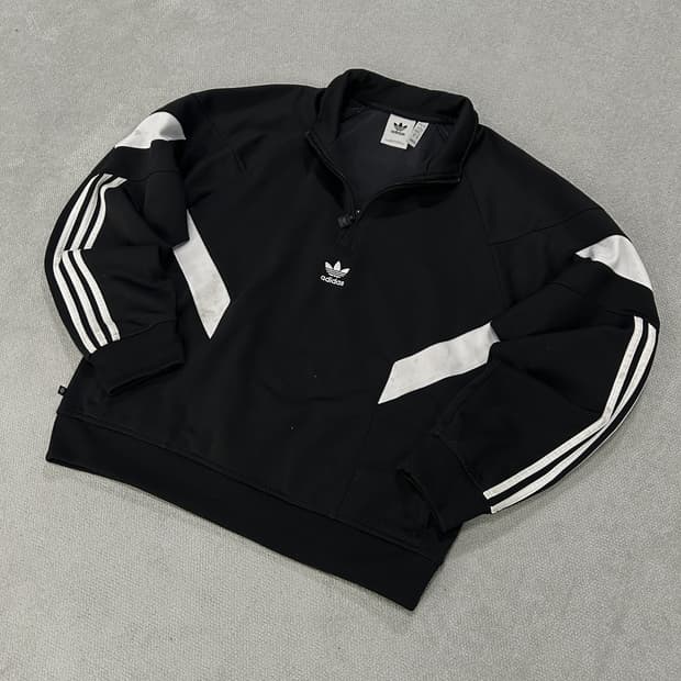 아디다스 블랙/화이트 하프집업 트레이닝복 m