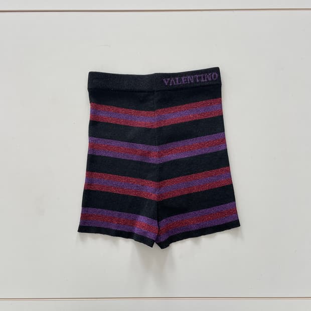 새상품 발렌티노 메탈릭 스트라이프 니트 숏 팬츠