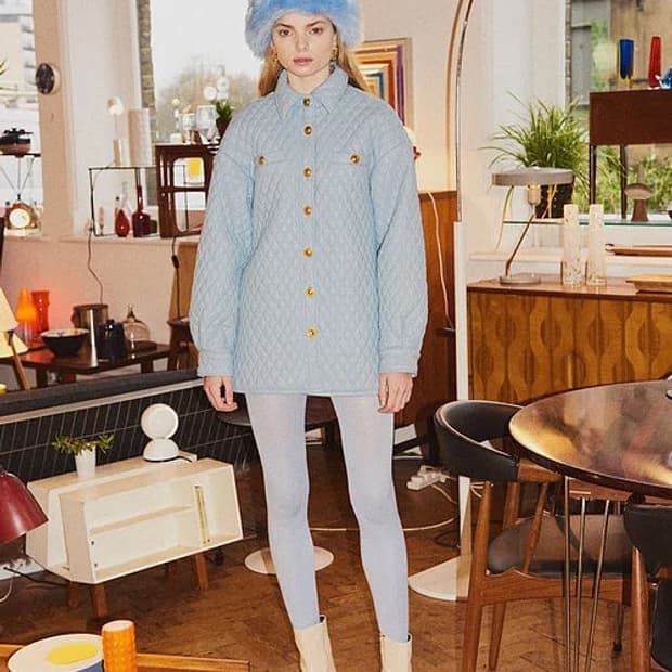 하우스오브써니 퀼트 셔츠 자켓 블루 uk6