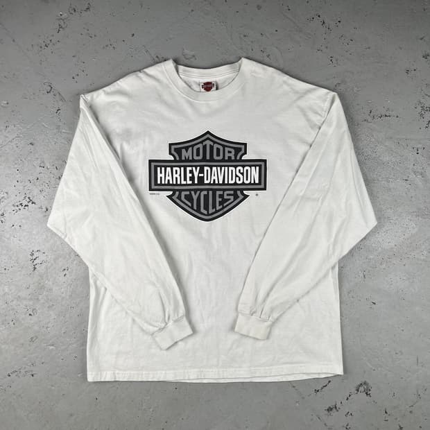 할리데이비슨 쉴드 로고 롱슬리브 화이트