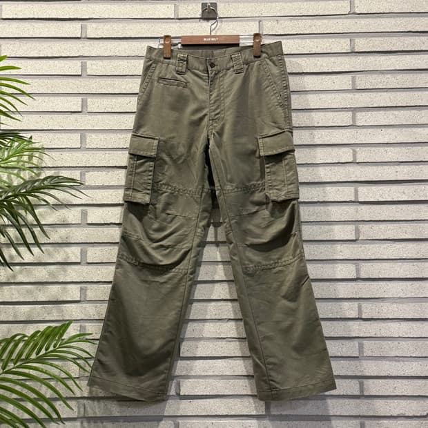 JPN VINTAGE 카고 워크 팬츠 플랩 포켓 레귤러 핏 디테일 카키