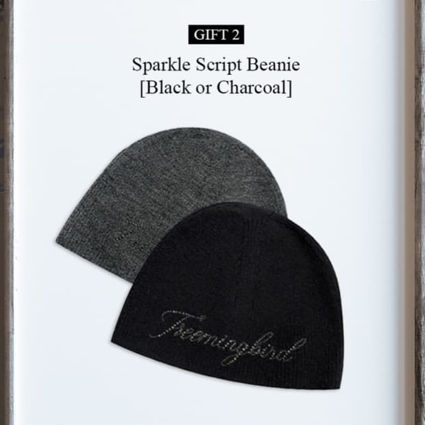 [새상품/한정판] 트리밍버드 - 스파클 스크립트 비니 (블랙/챠콜)