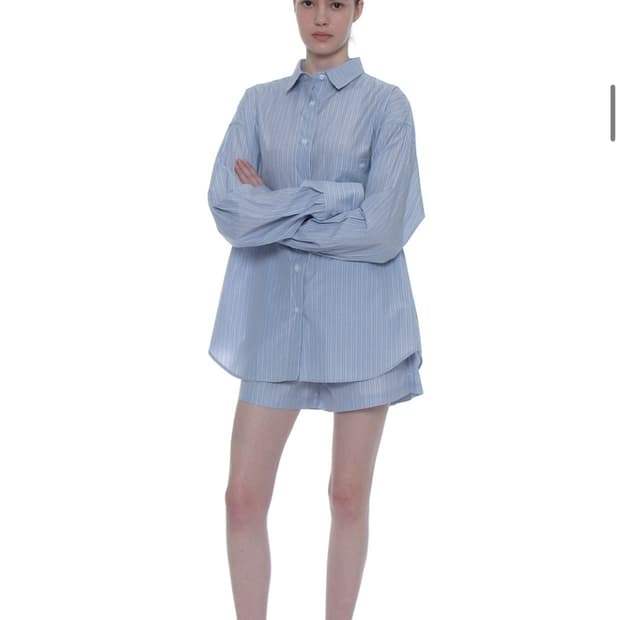 파르티멘토우먼 셔츠 (새상품)블루셔츠 스트라이프셔츠 오버사이즈