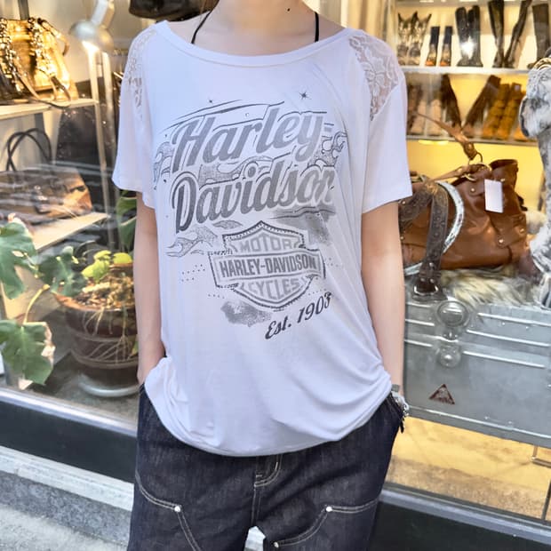 2018 할리 데이비슨 오버사이즈 레이스 티셔츠
