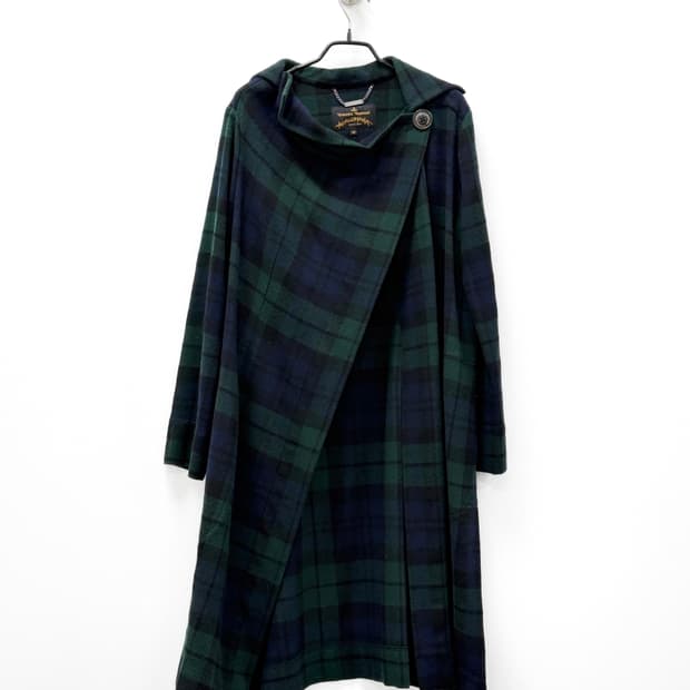 비비안웨스트우드 앵글로매니아 그린 체크 울 코트