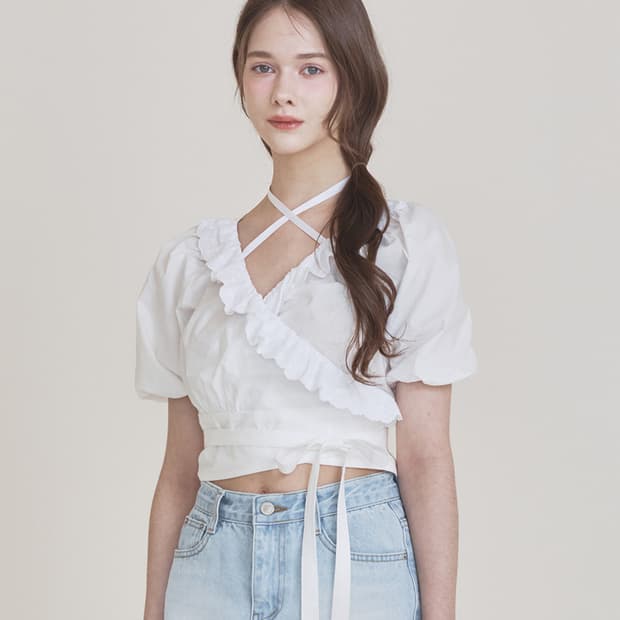 낫유어로즈 로지랩 블라우스 화이트