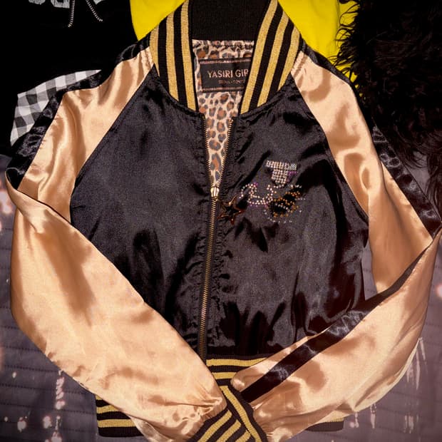 빈티지 갸루 대장 히글깔 골드 블랙 레터링 스카쟌 자켓