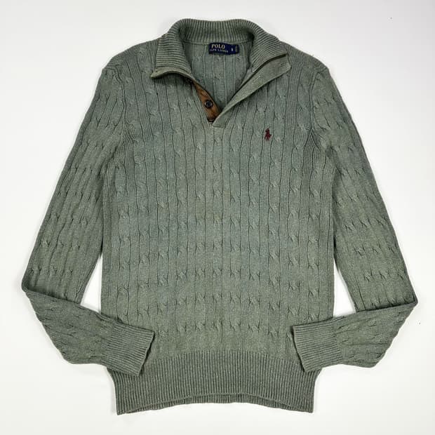 폴로 랄프로렌 클래식 하프집 케이블니트 실측M