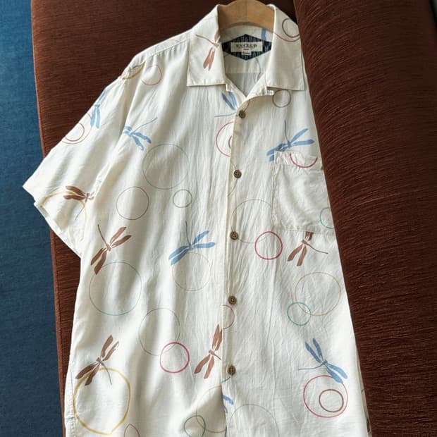 Light rayon linen design pattern shirt