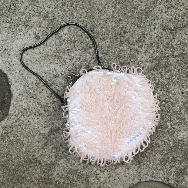 pink round sequin beaded bag