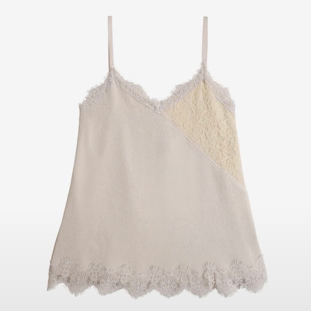 헤티 코튼 롱 레이스 슬립 베이지