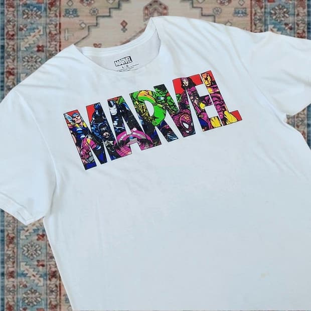Marvel Comics 빅 로고 그래픽 반팔 티셔츠 L