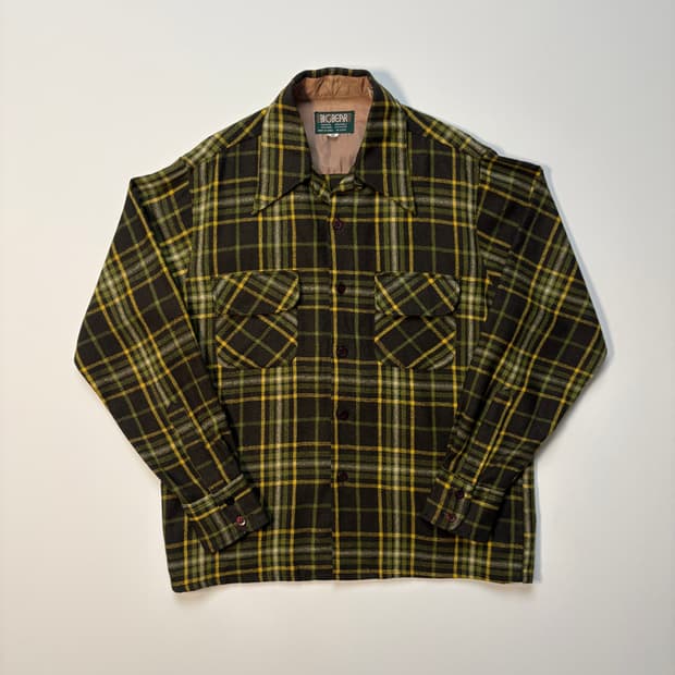[M] 70s BIG BEAR 플란넬 셔츠자켓 (green/yellow)