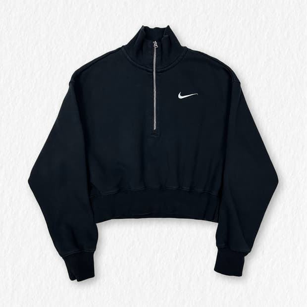 나이키 기모 크롭 반집업 맨투맨