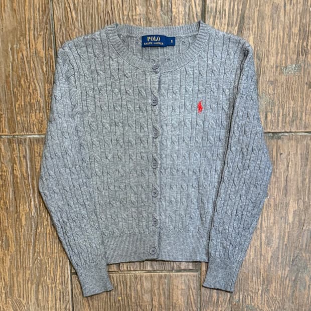 [HI] Polo 폴로 케이블 니트 가디건 그레이