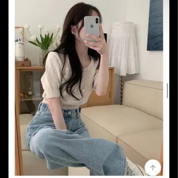 미니포에 빈티지 반팔 니트