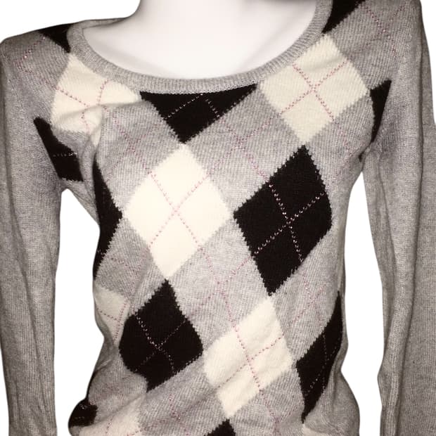 핑크 글리터 아가일 니트 탑 달천 y2k