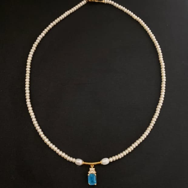 18k 진주 토파즈 목걸이(금값만 받아요)