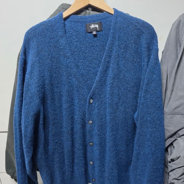 스투시 모헤어 가디건 블루 XL
