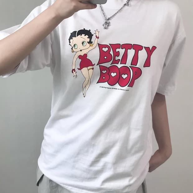 Bettyboop 베티붑 화이트 프린팅 티셔츠