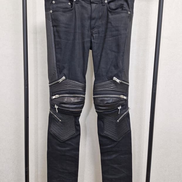 [31] SLP 생로랑 FW13 D04 레더 패널 지퍼 바이커 진