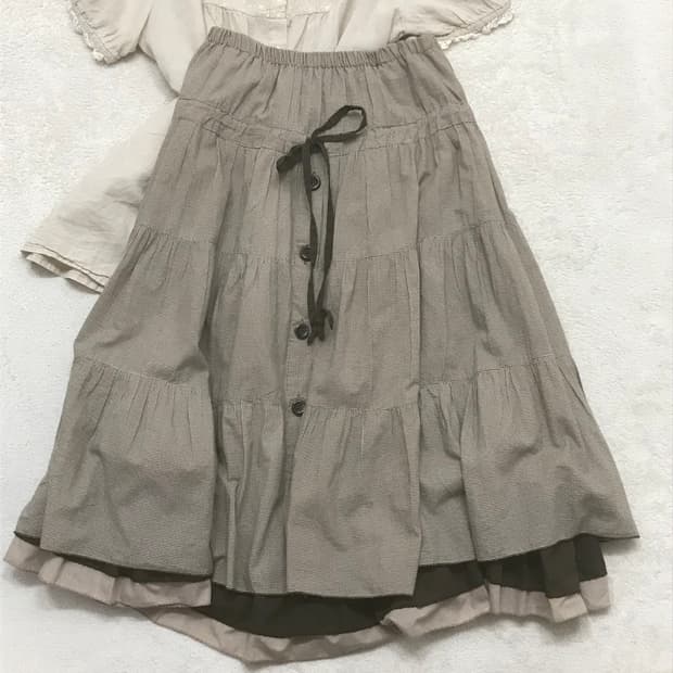 모리걸 숲속소녀 초코체크 스커트 일본빈티지