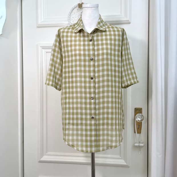 khaki check summer half shirt