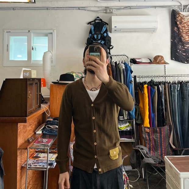 비즈빔 카키 가디건