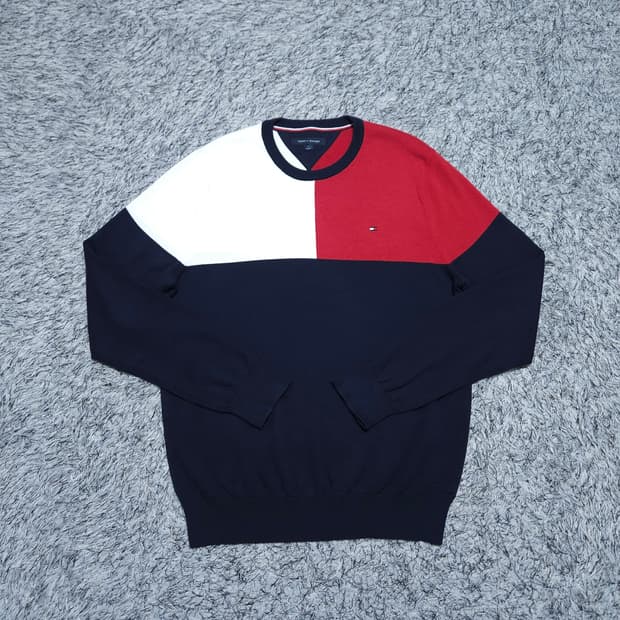 타미힐피거) M 남자 라운드면니트 코튼니트 / 왕눈이샵