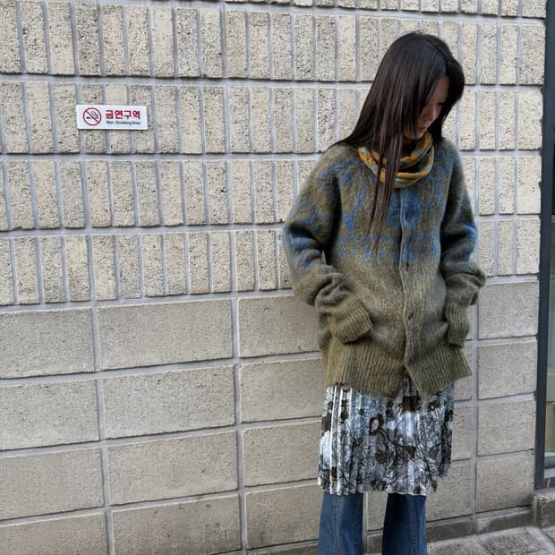 남이서팔 아트워크 디테일 니트 가디건