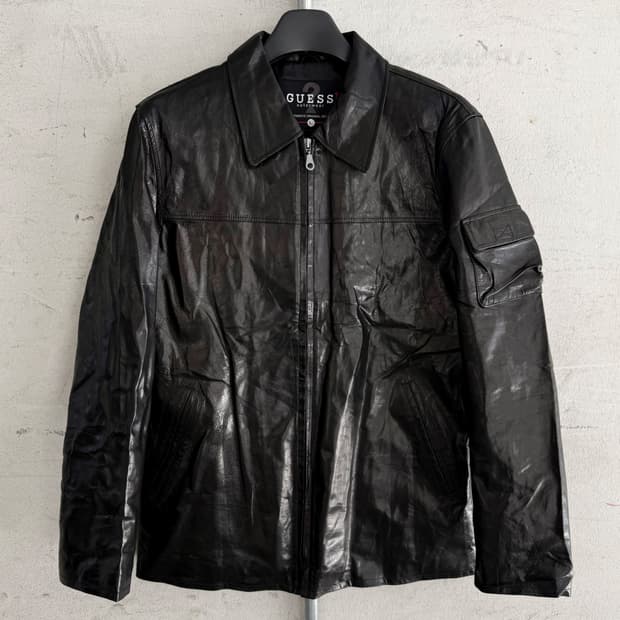 Guess Genuine Leather Zip-Up Jacket