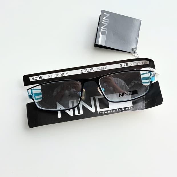 프랑스제 NINO EYEWEAR 블랙블루 메탈릭 스퀘어 빈티지 안경