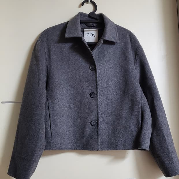 COS박시핏더블페이스울쟈켓그레이