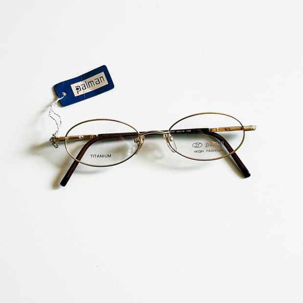 PALMAN 골드 티타늄 슬림 오벌 프레임 빈티지 안경