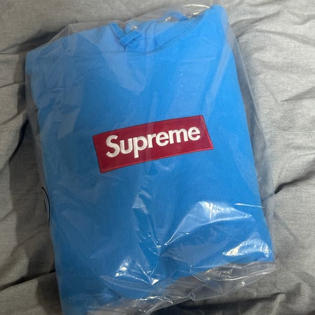 25FW 슈프림 박스로고 후드 하빨 시안