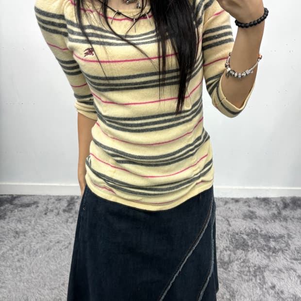 버버리 블루라벨 퍼프 니트